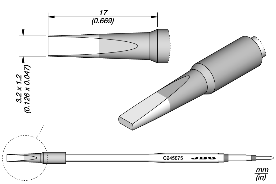 C245875 - Chisel Cartridge 3.2 x 1.2